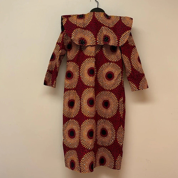 Kweenzyafrik  Vintage Luxury Ankara floral patterned studded cape open jacket S - Picture 14 of 16